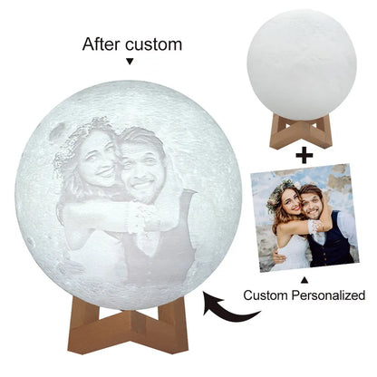 Personalized 3D Moon Lamp, Custom Photo and Text LED Night Light with Rechargeable Battery, 5V Power and Color Options - product view 6