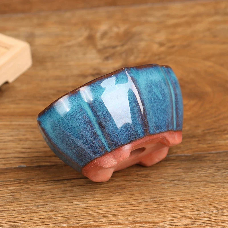 Ceramic Planter, Chinese-Style Desktop Flower Pot with Drainage Hole for Home Office and Indoor Greenery - product view 2