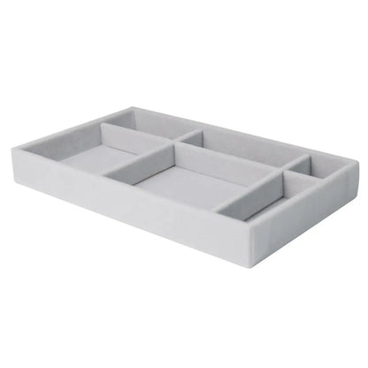 Jewelry Display Tray, 21.2 x 12.3 x 2.5cm Desktop Organizer with Empty, Grid and Ring Plate Options - product view 3