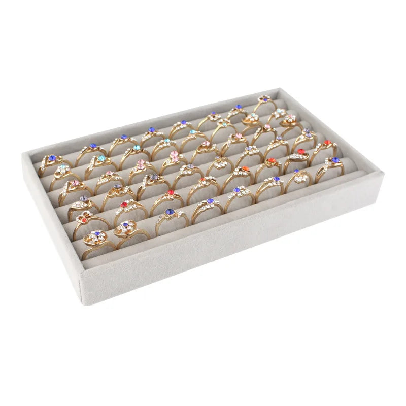 Jewelry Display Tray, 21.2 x 12.3 x 2.5cm Desktop Organizer with Empty, Grid and Ring Plate Options - product view 4