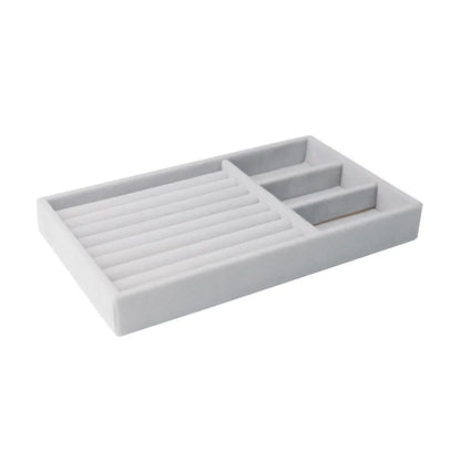 Jewelry Display Tray, 21.2 x 12.3 x 2.5cm Desktop Organizer with Empty, Grid and Ring Plate Options - product view 5