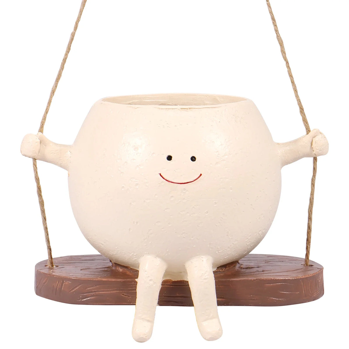 Hanging Balcony Planter, Resin Cartoon Smile Face Design with Selectable Flower Pot and Hook Options - product view 2