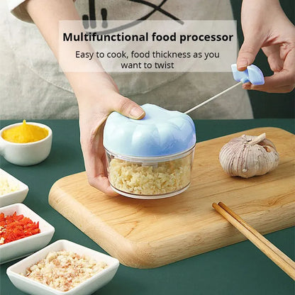 Manual Garlic Masher and Pull Chopper, Stainless Steel Blade, 160 g, Blue or Pink, 8.5 x 7 cm Kitchen Tool - product view 3