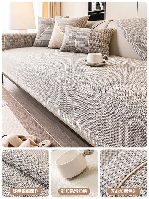Solid Polyester Sofa Cushion Cover, Water-Resistant Home Slipcover in Multiple Sizes with Pillowcase Options - product view 1