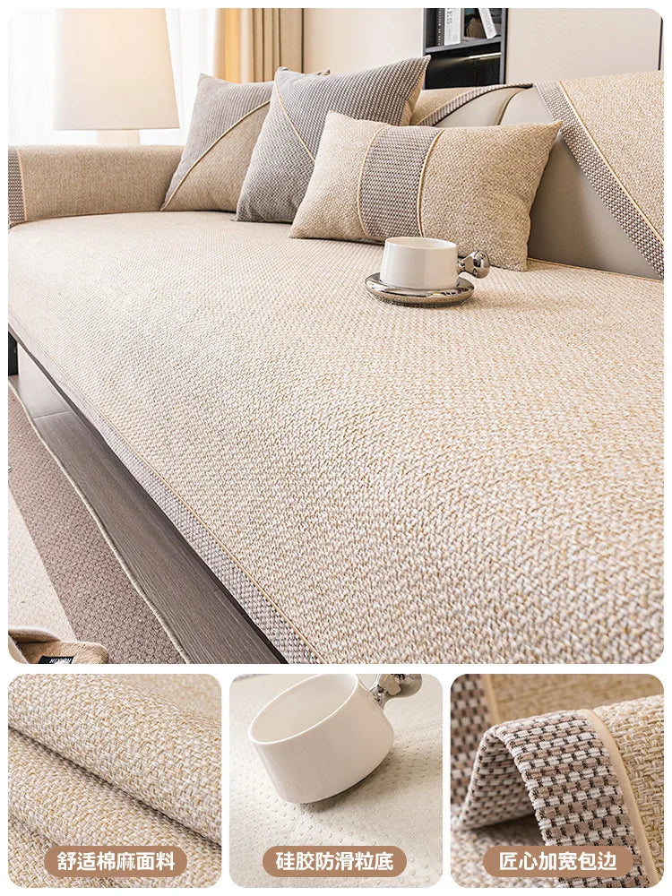 Solid Polyester Sofa Cushion Cover, Water-Resistant Home Slipcover in Multiple Sizes with Pillowcase Options - product view 2