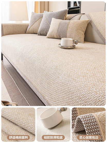 Solid Polyester Sofa Cushion Cover, Water-Resistant Home Slipcover in Multiple Sizes with Pillowcase Options - product view 2