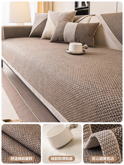 Solid Polyester Sofa Cushion Cover, Water-Resistant Home Slipcover in Multiple Sizes with Pillowcase Options - product view 3