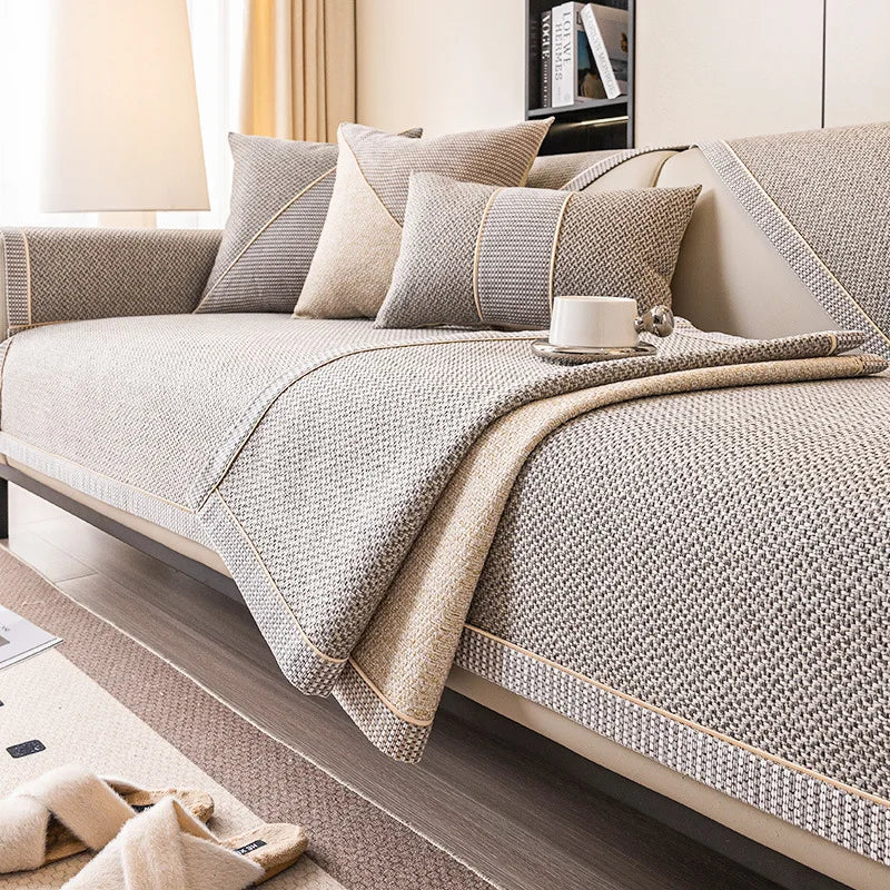 Solid Polyester Sofa Cushion Cover, Water-Resistant Home Slipcover in Multiple Sizes with Pillowcase Options - product view 5