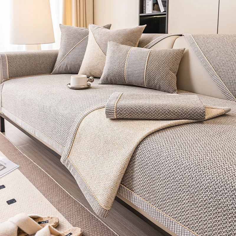 Solid Polyester Sofa Cushion Cover, Water-Resistant Home Slipcover in Multiple Sizes with Pillowcase Options - product view 6