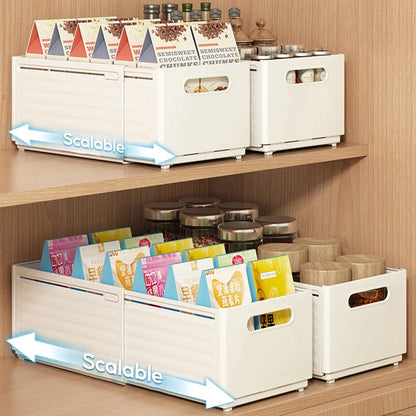 Retractable Cabinet Organizer, Reusable Plastic Storage Basket with Multiple Uses, Wide or Narrow Options - product view 3