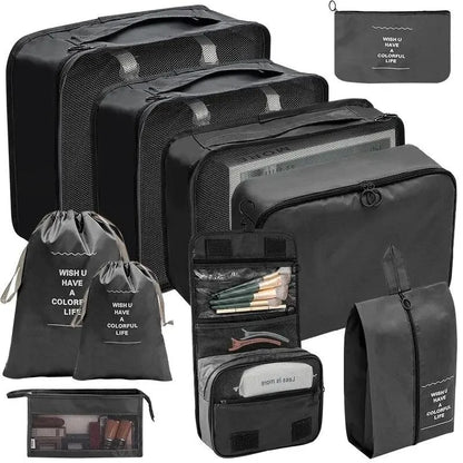 Compression Packing Cubes, Reusable Oxford Travel Organizer Set, 7 or 10 Pieces with Shoe Pouch Options for Suitcases - product view 2