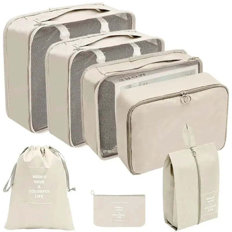 Compression Packing Cubes, Reusable Oxford Travel Organizer Set, 7 or 10 Pieces with Shoe Pouch Options for Suitcases - product view 6