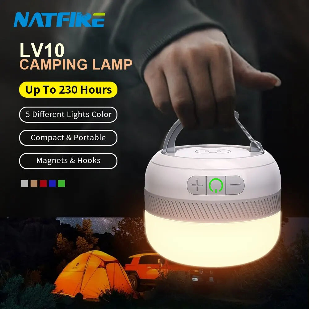 USB-C Rechargeable Camping LED Lantern, 5200mAh Power Bank, 5 Colors, Stepless Dimming, Strobe Mode, 10–230 Hours - product view 1