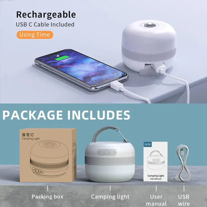 USB-C Rechargeable Camping LED Lantern, 5200mAh Power Bank, 5 Colors, Stepless Dimming, Strobe Mode, 10–230 Hours - product view 4