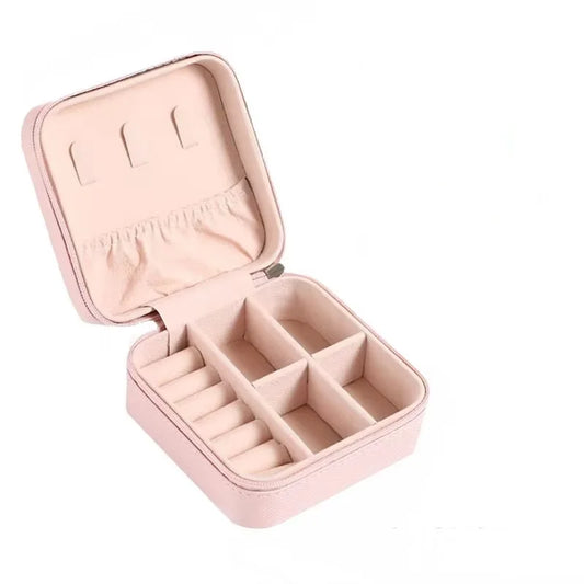 Travel Jewelry Organizer, Mini PU Leather Jewelry Box with Velvet-Lined Storage for Rings, Earrings and Necklaces - product view 1