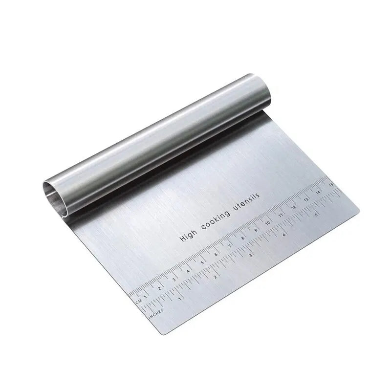 Stainless Steel Dough Scraper, Inch and Centimeter Measuring Scale, Multipurpose Pastry Cutter for Bread, Pizza and Cake Prep - product view 1