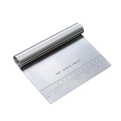 Stainless Steel Dough Scraper, Inch and Centimeter Measuring Scale, Multipurpose Pastry Cutter for Bread, Pizza and Cake Prep - product view 1