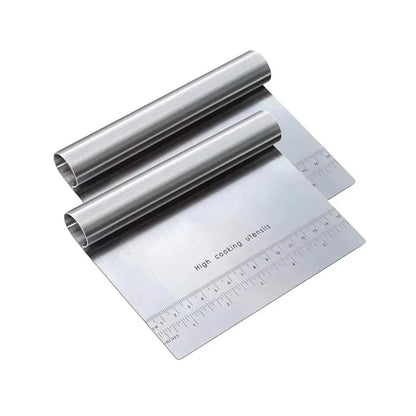 Stainless Steel Dough Scraper, Inch and Centimeter Measuring Scale, Multipurpose Pastry Cutter for Bread, Pizza and Cake Prep - product view 3