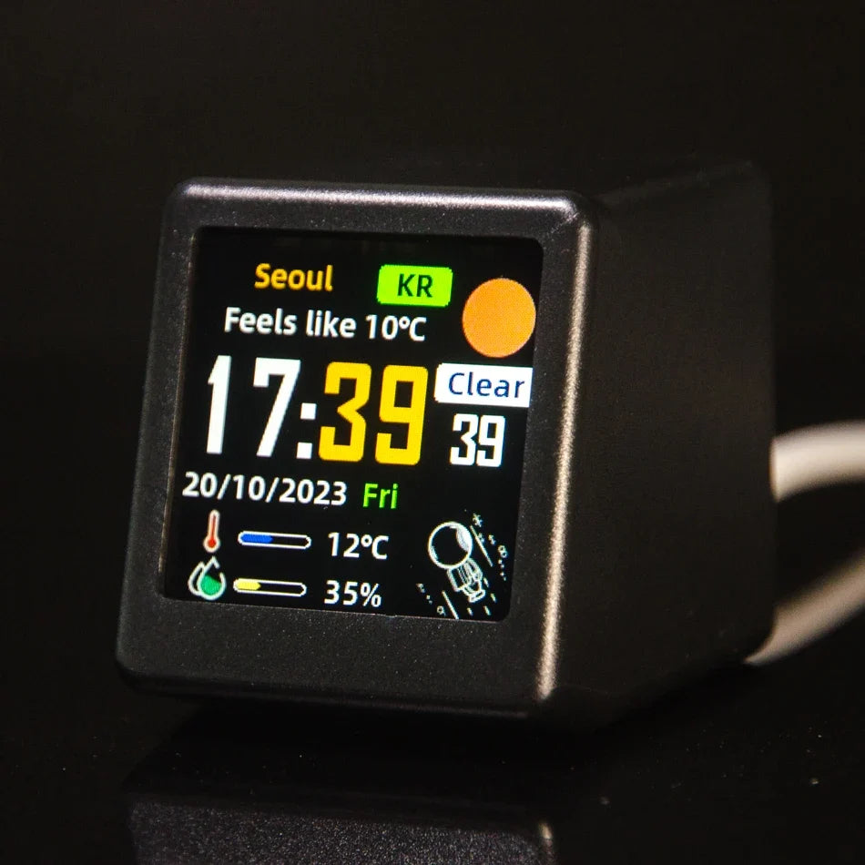 Mini WiFi Weather Clock with IPS LCD Screen, GIF Display, Photo Album, Backlight, USB-C Power for Desk Décor - product view 1