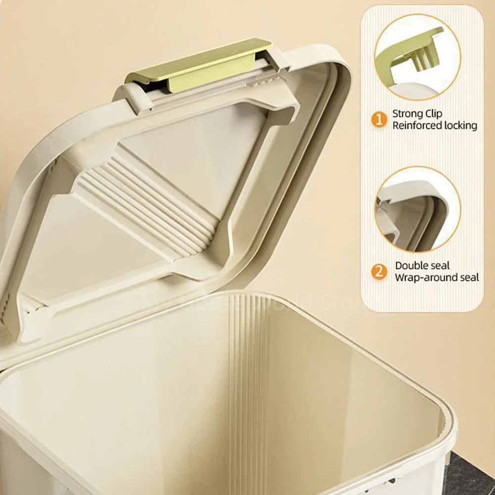 Airtight Cereal Container, PP Rice Storage Box with Sealing Buckle and Measuring Cup, 5KG or 10KG Grain and Pet Food Storage - product view 5