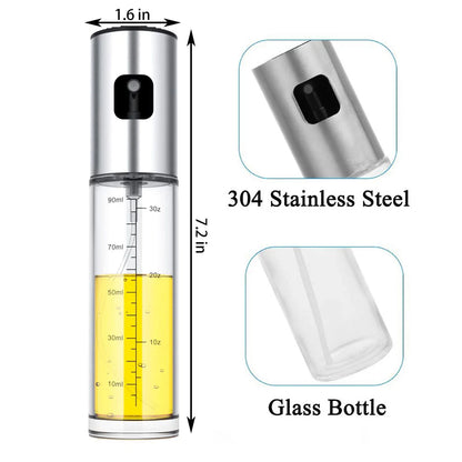 100ml Glass Oil Spray Bottle with Manual Mister, Scale Mark and Stainless Steel Nozzle for Cooking, Baking and Air Frying - product view 3