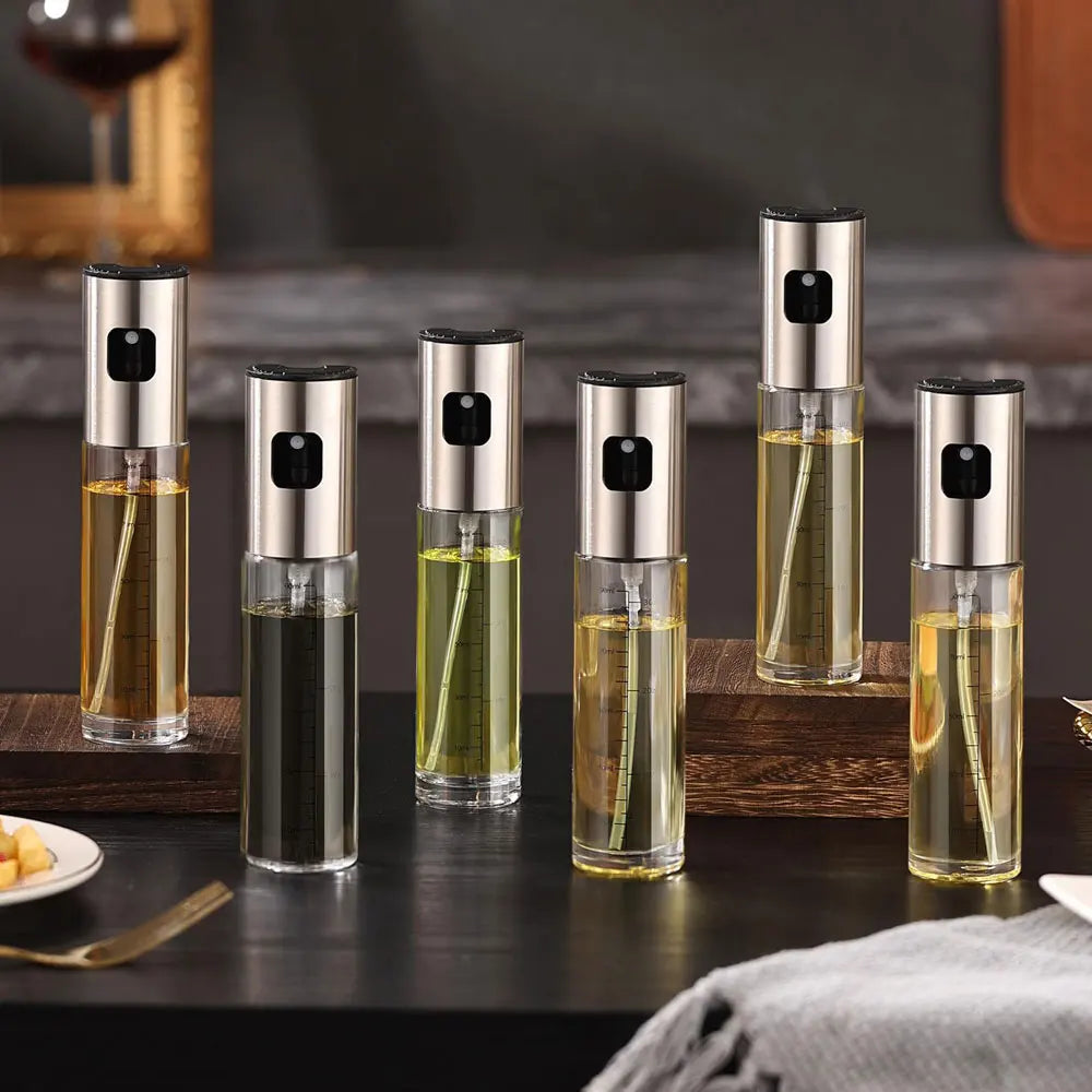 100ml Glass Oil Spray Bottle with Manual Mister, Scale Mark and Stainless Steel Nozzle for Cooking, Baking and Air Frying - product view 6