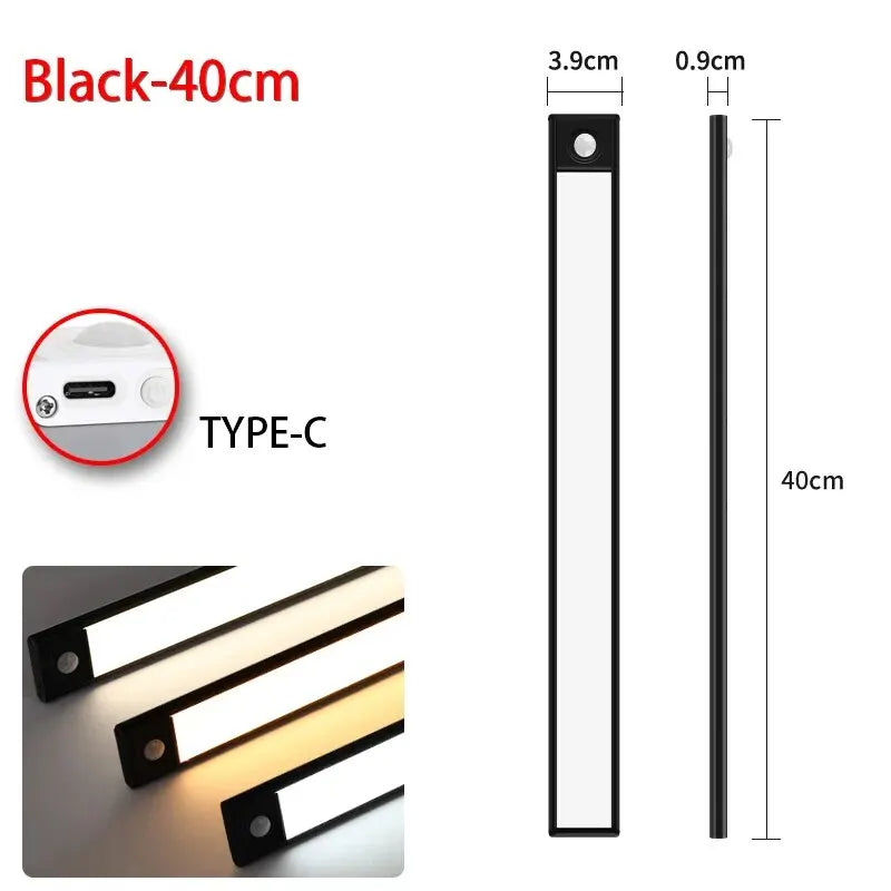 Rechargeable LED Cabinet Light, Motion Sensor, Aluminum Rectangle Bar, 20–50 cm Options, Lithium Battery for Wardrobe and Kitchen Cabinets - product view 4