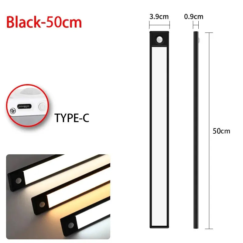 Rechargeable LED Cabinet Light, Motion Sensor, Aluminum Rectangle Bar, 20–50 cm Options, Lithium Battery for Wardrobe and Kitchen Cabinets - product view 5