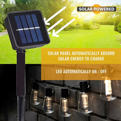 Solar String Lights, Warm White LED Bulbs, Self-Contained Holiday Patio Garland, Waterproof Modern Outdoor Decor in 3 Length Options - product view 5