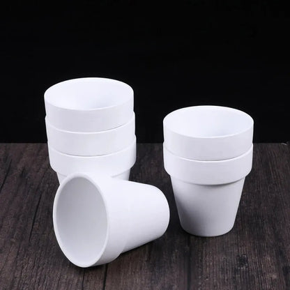 Ceramic Planter Set, 6 White 3.15-Inch Terra Cotta-Style Pots with Drainage Holes for Succulents and Cactus - product view 3