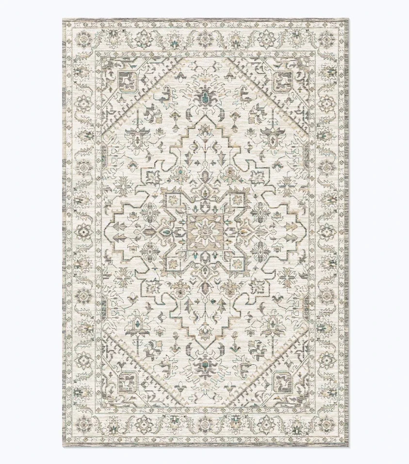 Geometric Area Rug, American Retro Rectangle Design, Machine-Made Vinyl Backing for Bedroom, Bathroom and Living Spaces - product view 1