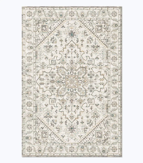 Geometric Area Rug, American Retro Rectangle Design, Machine-Made Vinyl Backing for Bedroom, Bathroom and Living Spaces - product view 1