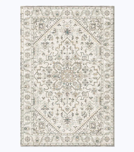 Geometric Area Rug, American Retro Rectangle Design, Machine-Made Vinyl Backing for Bedroom, Bathroom and Living Spaces - product view 1