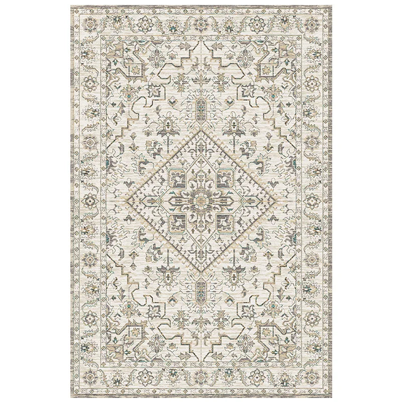 Geometric Area Rug, American Retro Rectangle Design, Machine-Made Vinyl Backing for Bedroom, Bathroom and Living Spaces - product view 3