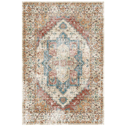 Geometric Area Rug, American Retro Rectangle Design, Machine-Made Vinyl Backing for Bedroom, Bathroom and Living Spaces - product view 4