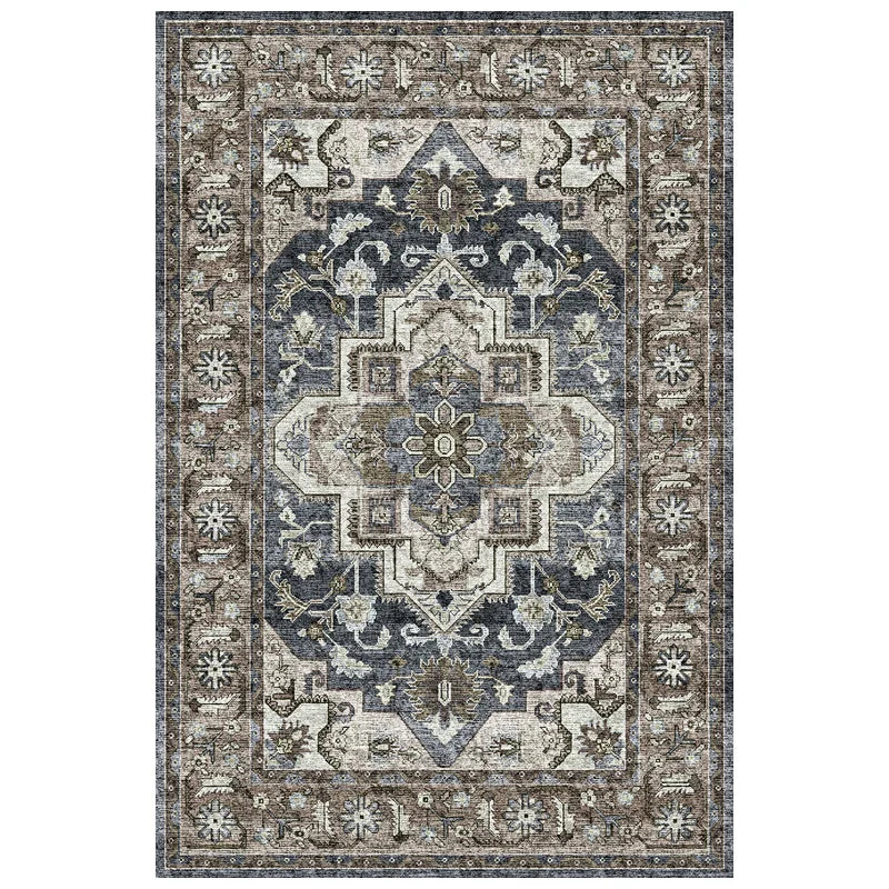 Geometric Area Rug, American Retro Rectangle Design, Machine-Made Vinyl Backing for Bedroom, Bathroom and Living Spaces - product view 5