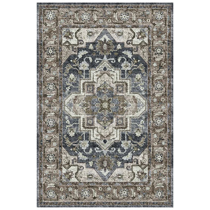 Geometric Area Rug, American Retro Rectangle Design, Machine-Made Vinyl Backing for Bedroom, Bathroom and Living Spaces - product view 5