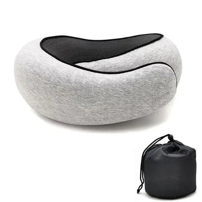 Memory Foam Travel Neck Pillow, U-Shape Cotton Cover, Portable Solid Design for Travel, Bedding and Rest - product view 2