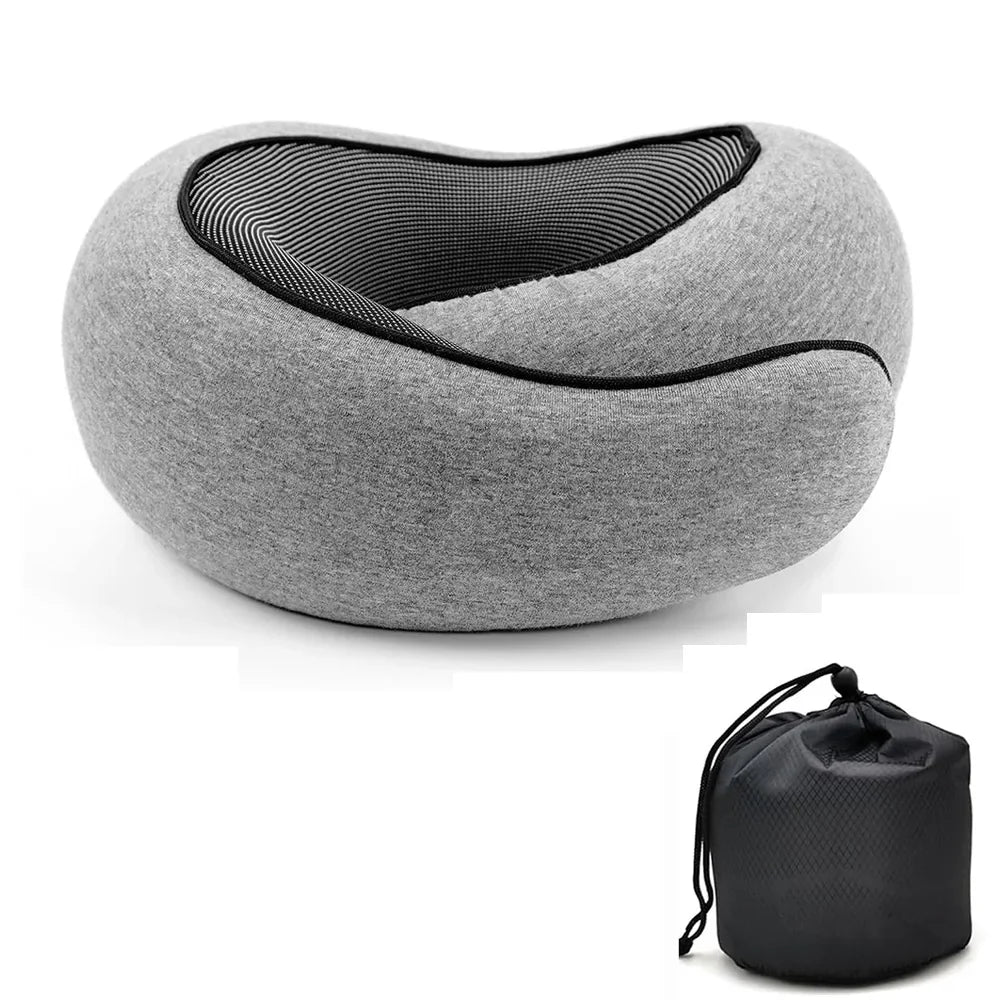 Memory Foam Travel Neck Pillow, U-Shape Cotton Cover, Portable Solid Design for Travel, Bedding and Rest - product view 3