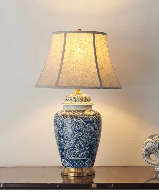 Ceramic Table Lamp, E27 LED Bulb Included, Dimmable Knob or Remote Control, 33–73 cm Sizes for Foyer and Bedroom - product view 1