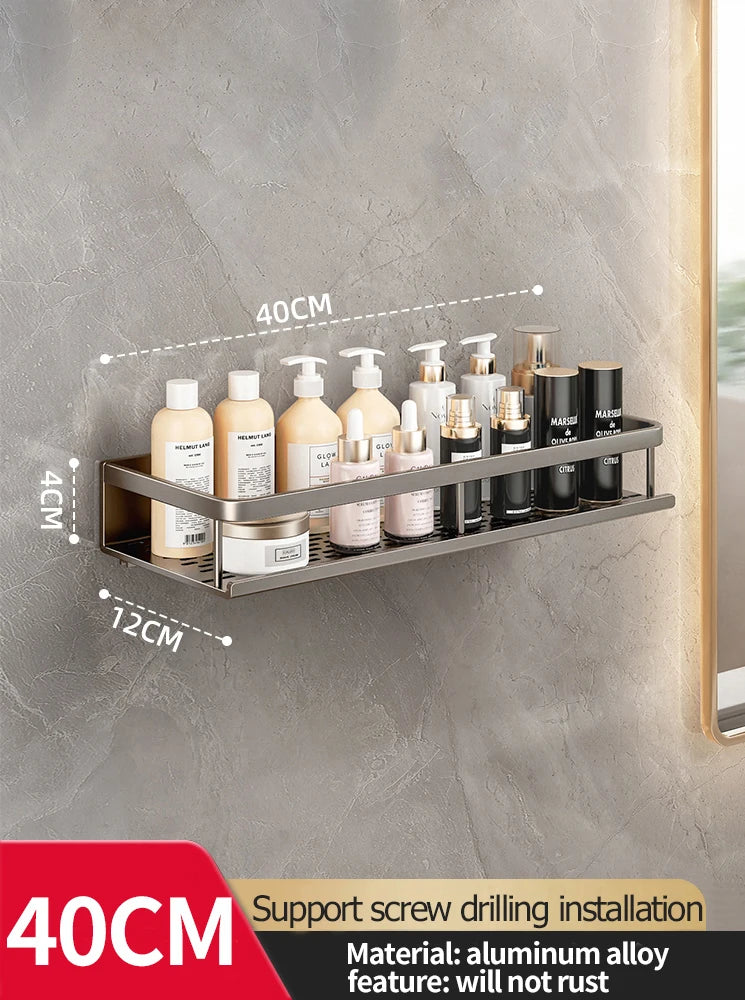 Aluminum Bathroom Floating Shelf, Wall-Mounted Rack, 30–50 cm Width Options for Toilet and Bathroom Storage - product view 4