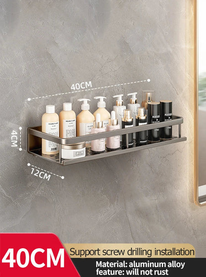 Aluminum Bathroom Floating Shelf, Wall-Mounted Rack, 30–50 cm Width Options for Toilet and Bathroom Storage - product view 4