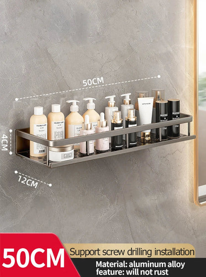 Aluminum Bathroom Floating Shelf, Wall-Mounted Rack, 30–50 cm Width Options for Toilet and Bathroom Storage - product view 5