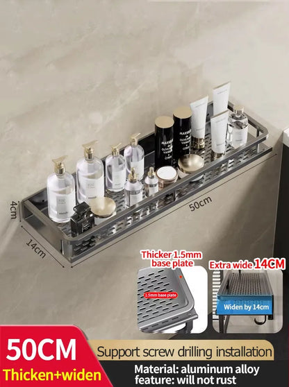 Aluminum Bathroom Floating Shelf, Wall-Mounted Rack, 30–50 cm Width Options for Toilet and Bathroom Storage - product view 6