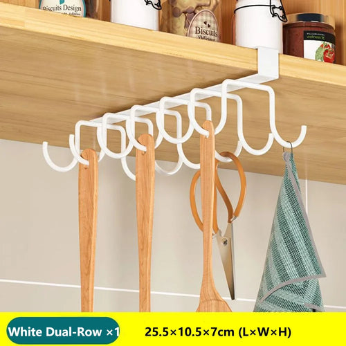 Under-Cabinet Kitchen Organizer Rack, Reusable Steel Storage Shelf with Hooks for Pot Covers, Boards and Paper Towels - product view 1