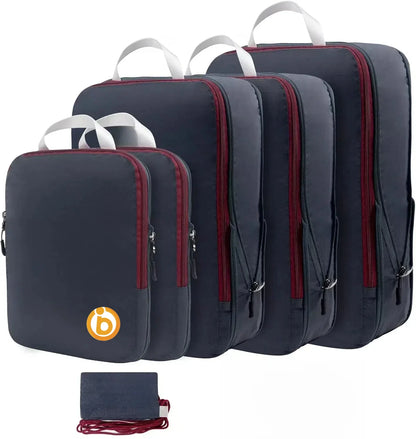 Compression Packing Cubes, Waterproof PVC Travel Organizers with Zippered Space-Saving Design, 2/6/9-Set Options for Suitcases - product view 2