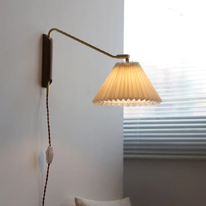 Rotating Swing Arm Wall Lamp, E27 Socket, Solid Wood and Copper Design, 3 Color Options, EU US AU UK Plug Choices - product view 5