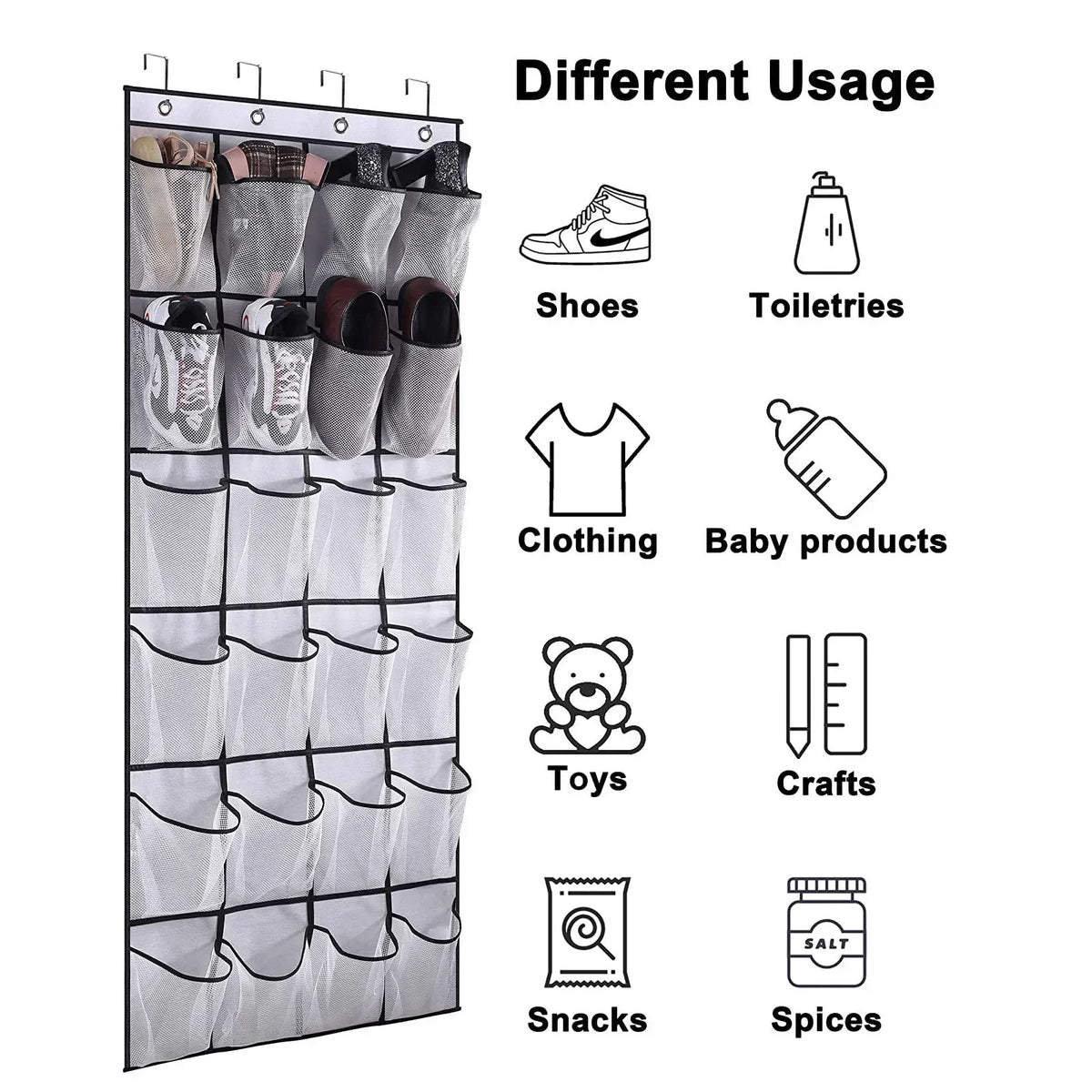 Over-the-Door Shoe Organizer, Foldable Polyester Hanging Rack with Mesh Pockets for Closet, Entryway and Accessories - product view 4