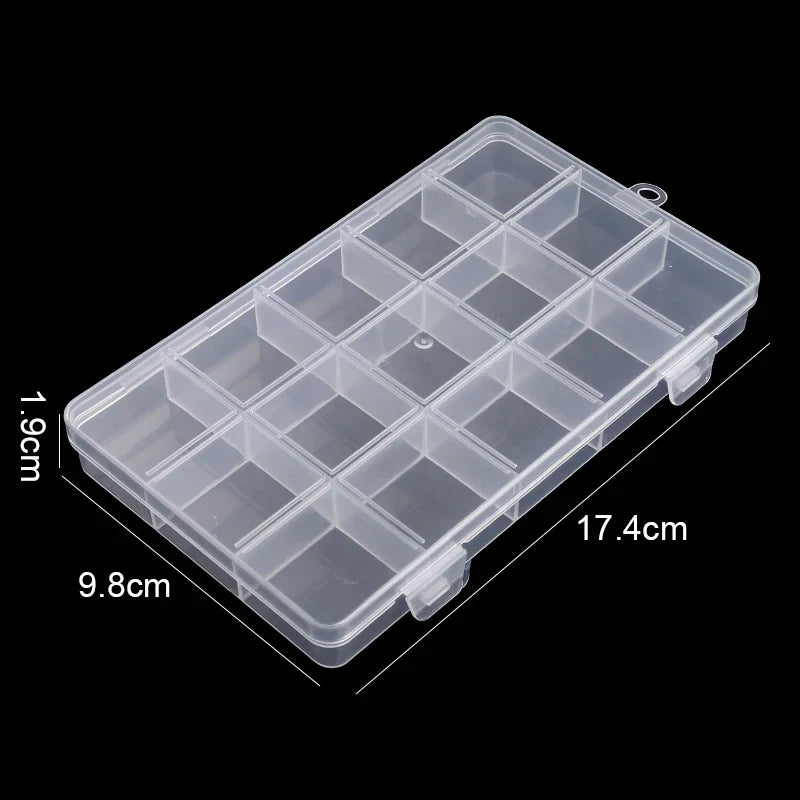 Clear Plastic Jewelry Organizer Box, 9 to 28 Grid Compartment Storage Case, Portable Bead and Earring Display Organizer - product view 4