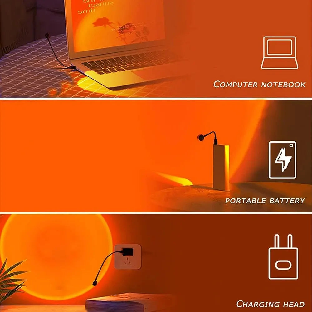 USB Sunset Ambiance Table Lamp, 5V DC Decorative Mood Light in Sunset Yellow for Bedroom and Living Room - product view 6
